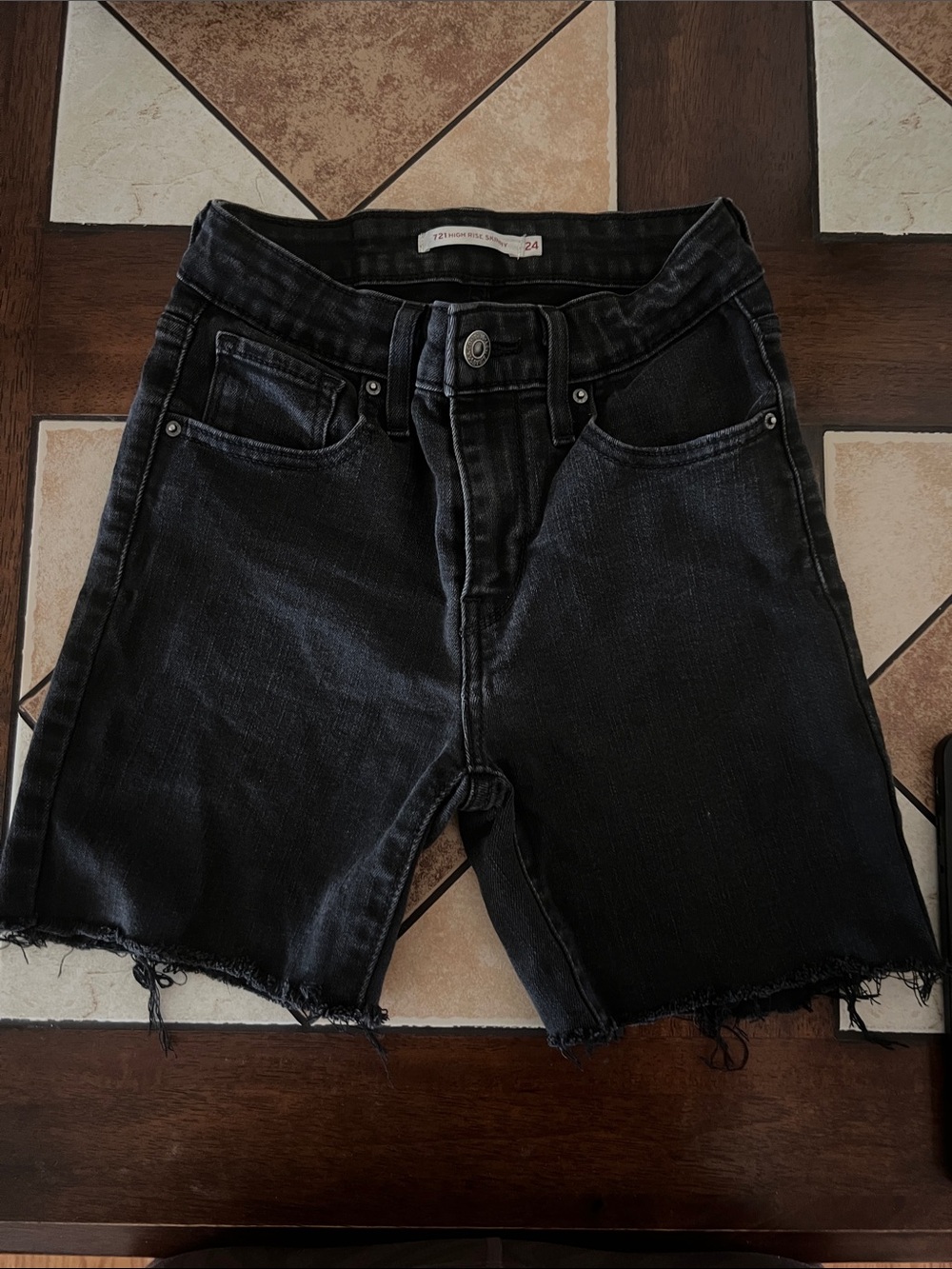 Signature by Levi Strauss Black Raw Hem Denim Shorts